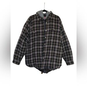 Craftsman Plaid Flannel Hooded Shirt Jacket “Shacket” Size XL